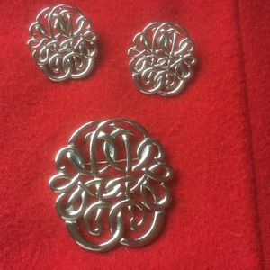Vintage Celtic Brooch and Earrings